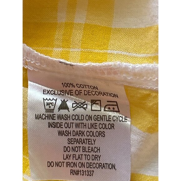 UG Apparel Yellow & White Plaid V Neck Tunic L 100% Cotton Iowa Hawkeyes Logo - Picture 5 of 7